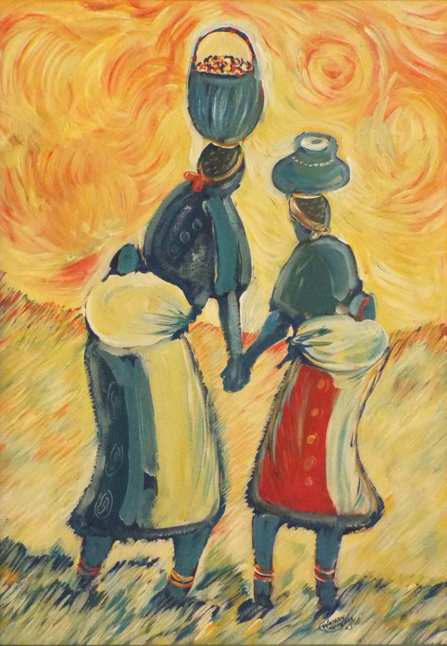 Oil painting - South African native women